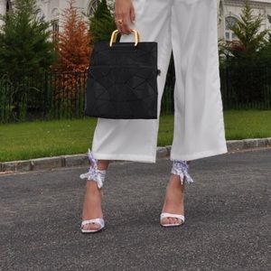 Missguided Lilac Floral Denim Strappy Heels